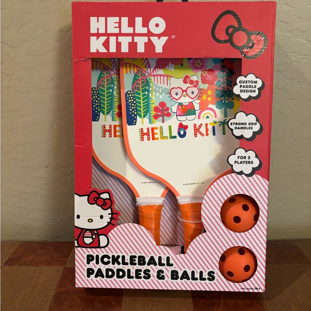 Hello Kitty Pickleball Set with Orange and Multicolor Design